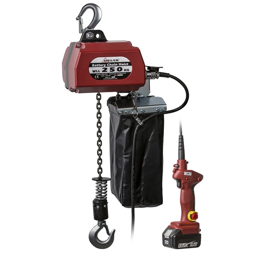 [CZ.0.DBH.250.10] DELTA Battery chain hoist - 18V DC - 0,25 ton - 10 meter hoisting height