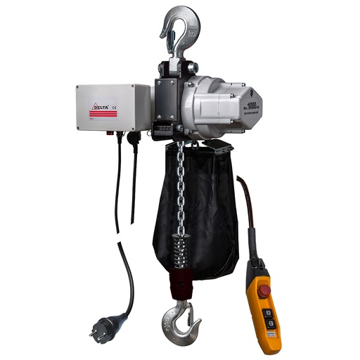 [CZ.0.US.903.00.10] DELTA Elektrischer Kettenzug US – 230V – 1 Ton – mit 10 Meter Hubhöhe – 1 Geschwindigkeit – 1 Strang
