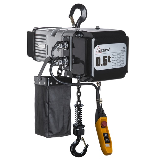 [SG.0.DMS.00501.10] DELTA Elektrischer Kettenzug DMS – 230V – 0,5 Ton – mit 10 Meter Hubhöhe – 1 Geschwindigkeit – 1 Strang