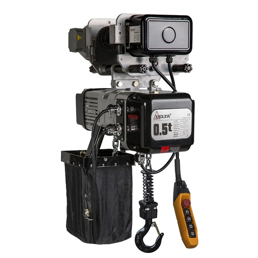 [SG.0.DTD.00501.06] DELTA Electric chain hoist with electric trolley DTD – 400V – 0,5 ton – with 6 meter hoisting height – single speed – 1 chain fall