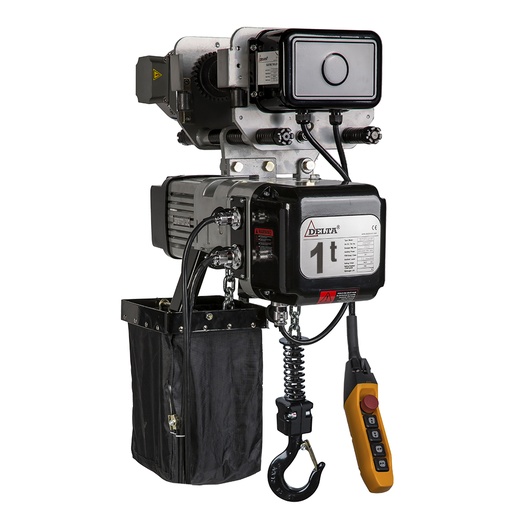 [SG.0.DTD.01002.10] DELTA Electric chain hoist with electric trolley DTD – 400V – 1 ton – with 10 meter hoisting height  – double speed – 1 chain fall
