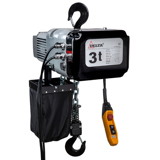 [SG.0.DTS.03001.06] DELTA Elektrischer Kettenzug DTS – 400V – 3 Ton – mit 6 Meter Hubhöhe – 1 Geschwindigkeit – 1 Strang