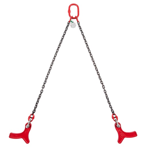 [YE.8.2SSTC.08.008] DELTALOCK Grade 80 – 2 chaînes des simples 8 mm x 0,8 meter – Avec crochet pour plaques Stelcon – CMU est basée sur 0 - 45°