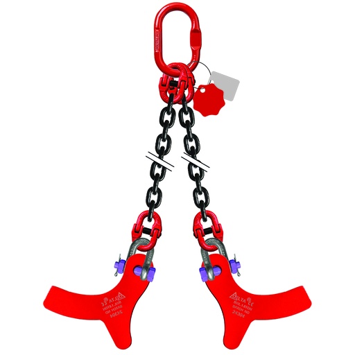 [YE.8.2SSTC.08.008] DELTALOCK Grade 80 – 2-leg chain sling 8 mm x 0,8 meter – With concrete hook – WLL is based on 0 - 45°