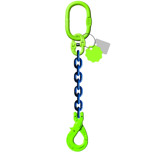 [YE.10.1SV.06.010] DELTALOCK Grade 100 - 1 chaînes des simples 6 mm x 1 meter - Avec crochet de sécurité à chape 