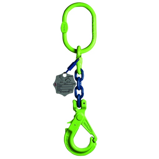 [YE.10.1SV.06.020] DELTALOCK Grade 100 - 1 chaînes des simples 6 mm x 2 meter - Avec crochet de sécurité à chape 