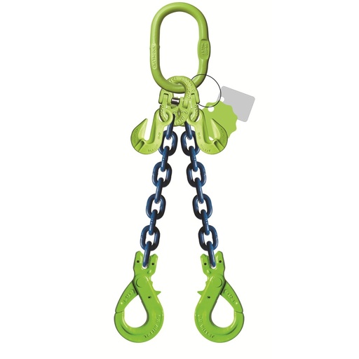 [YE.10.2SVI.20.060] DELTALOCK Grade 100 – 2-leg chain sling 20 mm x 6 meter – With self-locking hook and grab hook - WLL is based on 0 - 45°