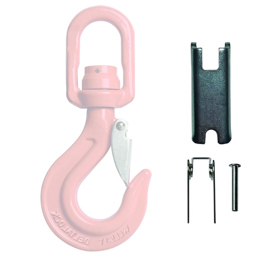[YE.8.088.SP.20] DELTALOCK Grado 80 – Pestillo de seguridad forjado para ganchos de ojo giratorio con pestillo de seguridad y cojinete – 20 mm
