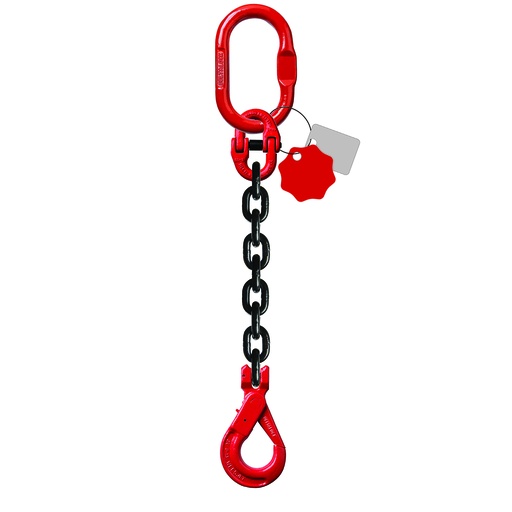[YE.8.1SV.06.010] DELTALOCK Grade 80 – 1-leg chain sling 6 mm x 1 meter – With self-locking hook 