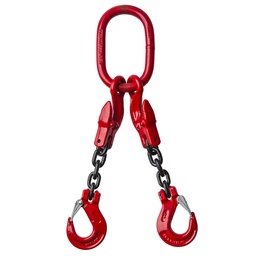 [YE.8.2SKI.10.010] DELTALOCK Grade 80 – 2-leg chain sling 10 mm x 1 meter – With clevis latch hook and grab hook - WLL is based on 0 - 45°