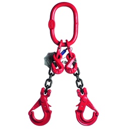 [YE.8.2SVI.06.040] DELTALOCK Grade 80 – 2-leg chain sling 6 mm x 4 meter – With self-locking hook and grab hook - WLL is based on 0 - 45°
