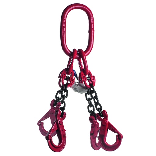 [YE.8.4SV.06.010] DELTALOCK Grade 80 – 4-leg chain sling 6 mm x 1 meter – With self-locking hook - WLL is based on 0 - 45°