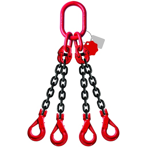 [YE.8.4SV.06.050] DELTALOCK Grade 80 – 4-leg chain sling 6 mm x 5 meter – With self-locking hook - WLL is based on 0 - 45°