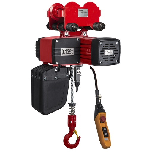 [DH.0.DEY.001253.10] DELTA Electric chain hoist with push trolley DEY – 400V – 0,125 ton – with 10 meter hoisting height – double speed – 1 chain fall