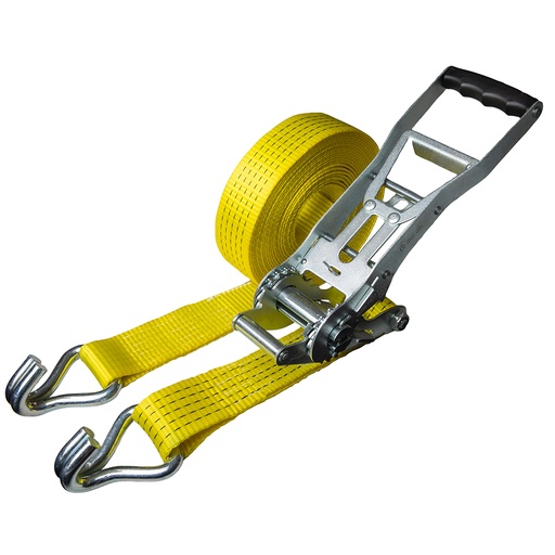 [CO.SB.050.08.2.E.GE] DELTASLING - Sjorband met ergonomische ratel - 50 mm x 8 meter - 2500 daN - Geel 