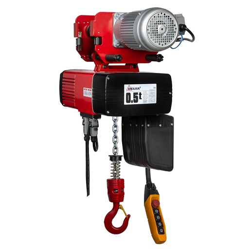 [DH.0.DED.00503.06] DELTA Electric chain hoist with electric trolley DED – 400V – 0,5 ton – with 6 meter hoisting height  – double speed – 1 chain fall