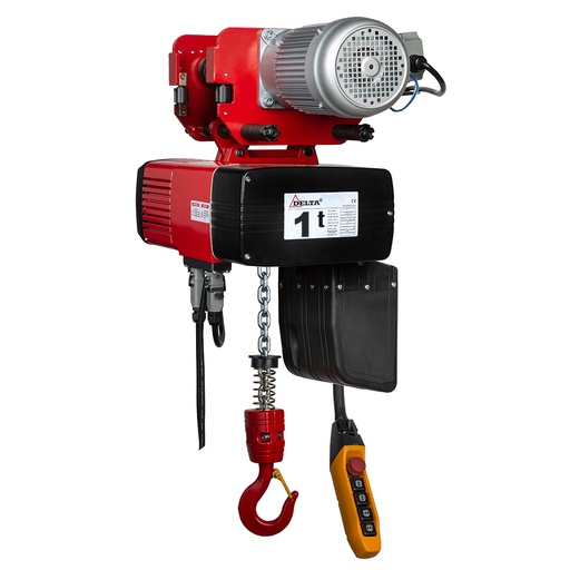 [DH.0.DED.01003.06] DELTA Electric chain hoist with electric trolley DED – 400V – 1 ton – with 6 meter hoisting height  – double speed – 1 chain fall