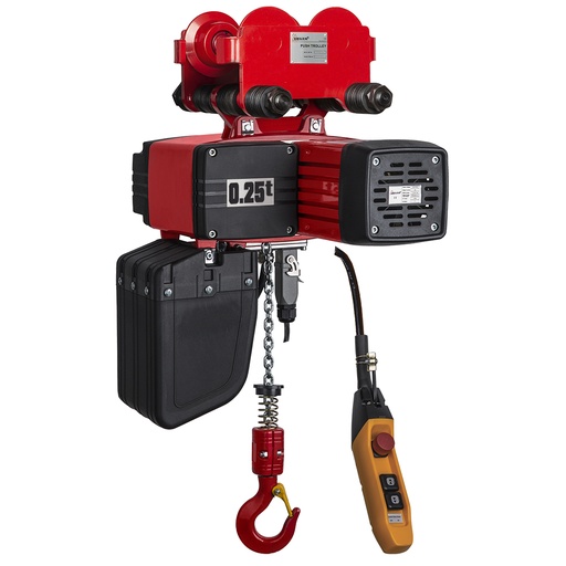 [DH.0.DEY.002503.06] DELTA Electric chain hoist with push trolley DEY – 400V – 0,25 ton – with 6 meter hoisting height – double speed – 1 chain fall