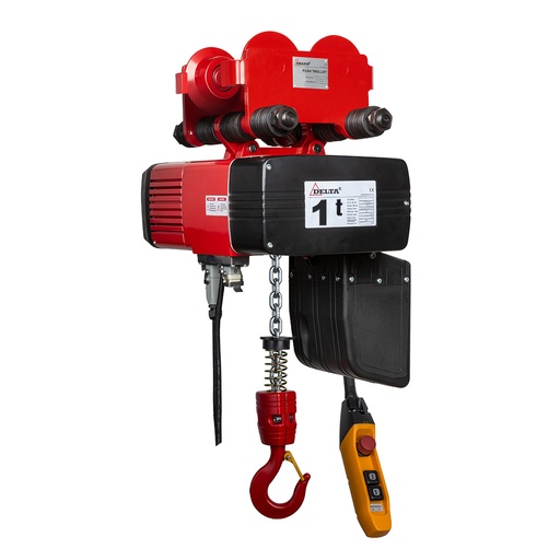 [DH.0.DEY.01003.06] DELTA Electric chain hoist with push trolley DEY – 400V – 1 ton – with 6 meter hoisting height – double speed – 1 chain fall