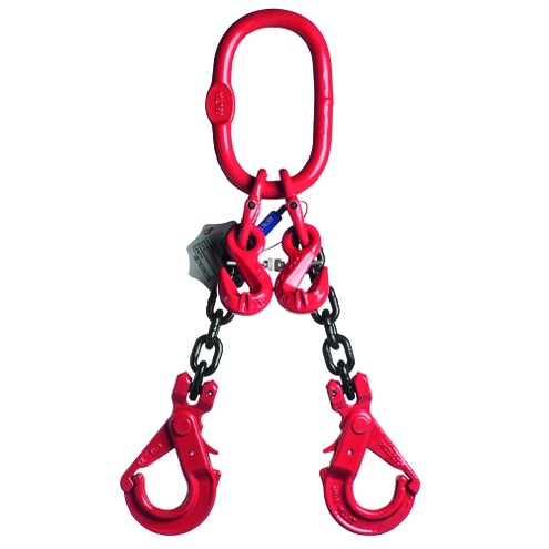 [YE.8.2SVI.20.025] DELTALOCK Grade 80 – 2-leg chain sling 20 mm x 2,5 meter – With self-locking hook and grab hook - WLL is based on 0 - 45°