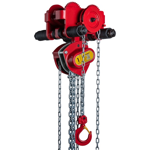 [DR.0.09101006] DELTA RED– Manual chain hoist with overload protection combined with geared trolley –  1 ton – with 6 meter hoisting height