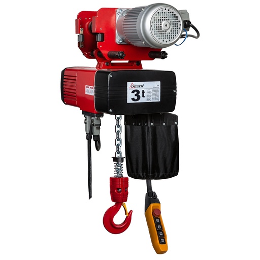 [DH.0.DED.03003.10] DELTA Electric chain hoist with electric trolley DED – 400V – 3 ton – with 10 meter hoisting height  – double speed – 1 chain fall