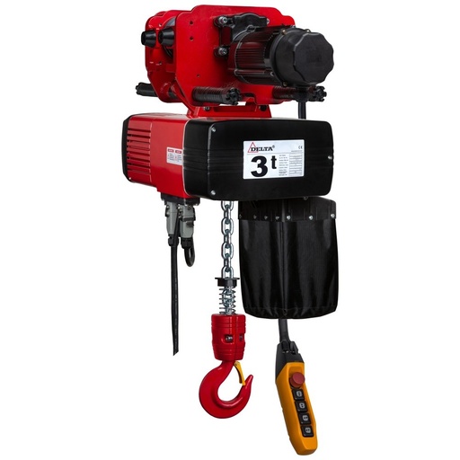 [DH.0.DED.03003.10] DELTA Elektrische kettingtakel met elektrische loopkat DED - 400V - 3 ton - met 10 meter hijshoogte - dubbele snelheid - 1 part