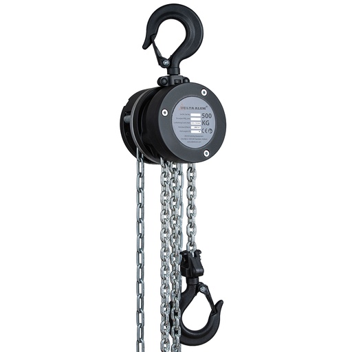 [SG.0.3600510] DELTA ALUM – Stirnradkettenzug 360°– 0,5 ton – mit 10 Meter Hubhöhe