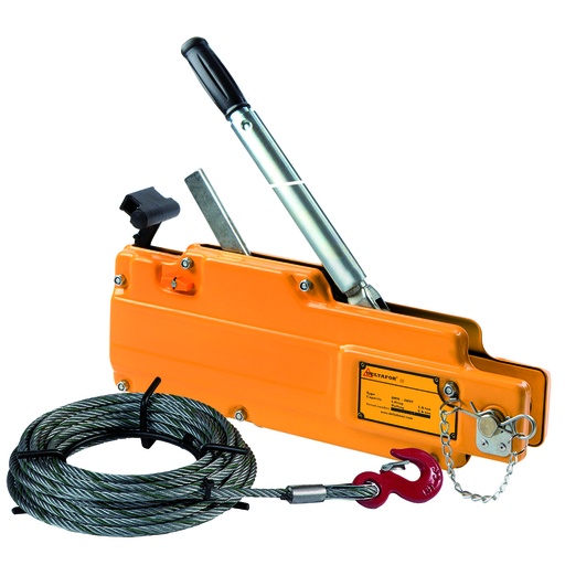 [DC.0.0240000802] DELTAFOR Polipasto de tracción de cable con shell de metal y 20 metros cable de acero - 0,8 ton